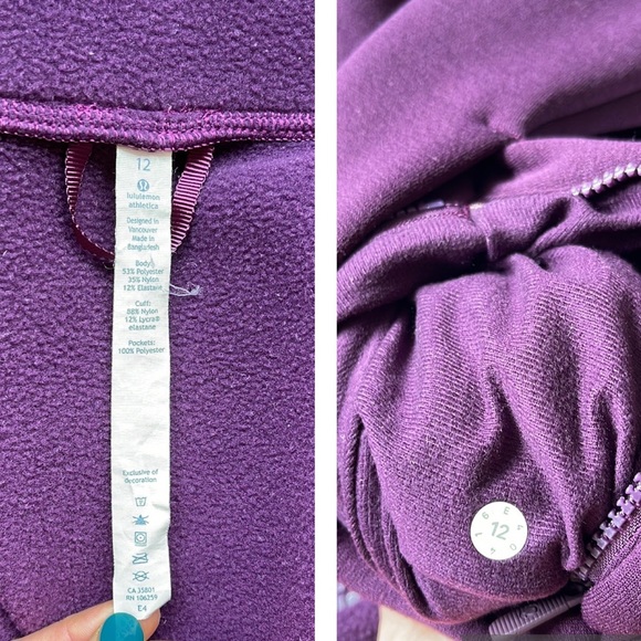 Lululemon Kick The Cold Zip Up High Collar Jacket Deepest Magenta Size 12 - Picture 13 of 17